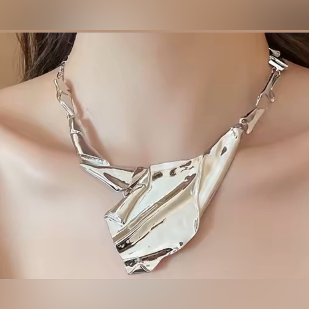 Silver Sculptural Necklace - Women Jewelry